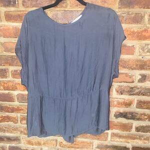 Mango Suit Black Twist-Back Dolman Sleeve Blouse Women's Size 10